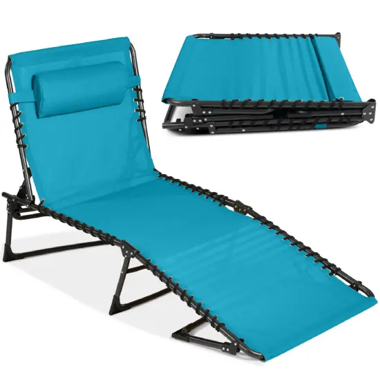 Best Choice Products Patio Chaise Lounge Chair, Outdoor Portable Adjustable Pool Recliner w/ Pillow Peacock {1}