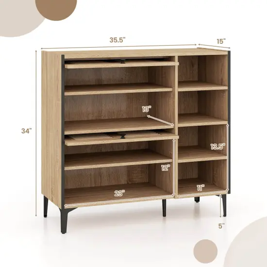 Costway Shoe Storage Cabinet with Flip Doors Adjustable and Removable Shelves for Entryway {3}