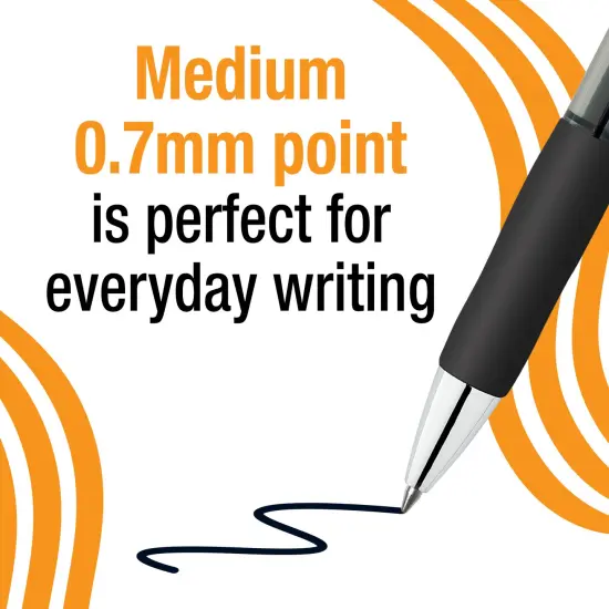 BIC Gelocity Pro Black Gel Pens, Medium Point (0.7 mm), Smooth Smear-Resistant Black Ink, Ultra Comfortable Grip, 12-Count Pack {5}