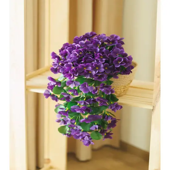 Artificial Hanging Flowers Plants for Outdoor Spring Decoration Silk Violet Vines for Outside Summer Decoration Purple Orchid Fake Flowers Porch Planter Balcony Yellow {3}