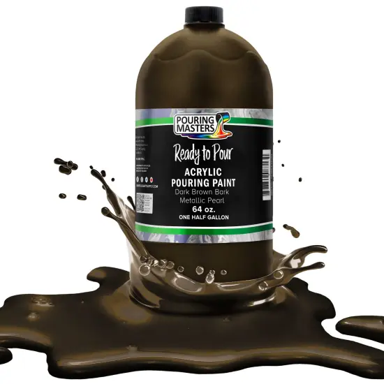 Pouring Masters Dark Brown Bark Metallic Pearl Ready to Pour Acrylic Pouring Paint - Premium 64-Ounce Pre-Mixed Fluid Acrylic Paint - Fluid Art Supplies for Canvas, Wood, Paper, Tile & Rocks {1}