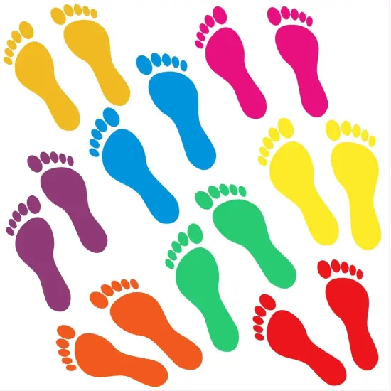 Kids Footprint Decal Stickers for Classroom Decor (32 Pairs) Multicolor {1}
