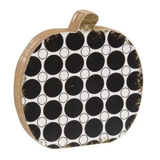 Black and White Polka Dot Wooden Pumpkin for Fall Home Decor {1}