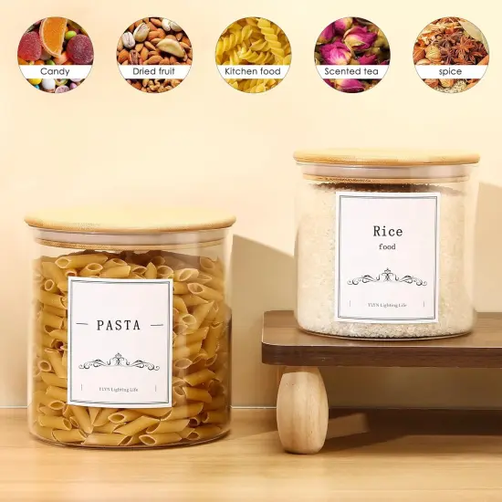 Brown Sugar Container- Cookie Jar (64oz/102oz) Set of 2-Large Glass Jar With Lid- Glass Jars Kitchen Canisters With Airtight Bamboo Lids- Food Storage Containers For Flour Sugar Cereal, Egg {5}