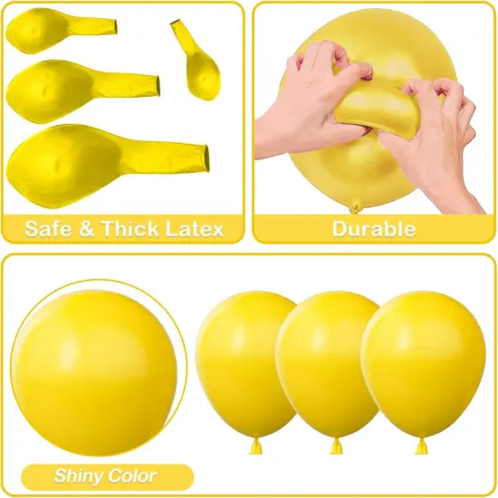 Yellow Balloons Garland Arch Kit, 100PCS 18In 12In 10In 5In Yellow Latex Balloons Garland Arch Kit with Glue Dot Strip and Ribbon for Birthday Weddings Anniversary Graduation Party Decorations {5}