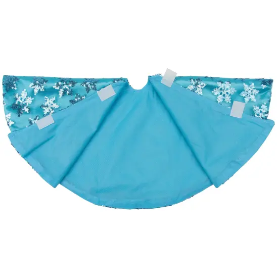 Northlight Sequin Snowflake Pattern Mini Christmas Tree Skirt - Blue - 20" {6}