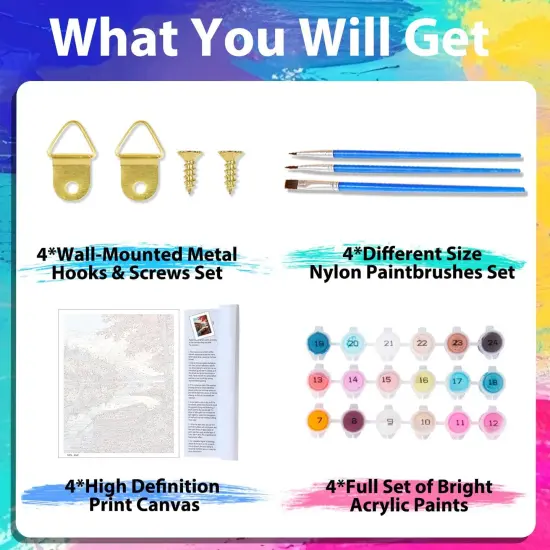 4 Pack Paint by Numbers Kit for Adults Landscape, Paint by Number Landscape, Paint by Numbers Kit for Adults Beginner for Gift and Home Wall Decor 12x16 Inch {5}