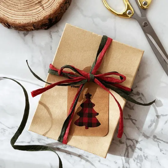 Wrapables Christmas Raffia Ribbons 492 Feet Total, Paper Twine for Gift Wrapping, DIY Crafts, Decorations (Set of 3) {6}