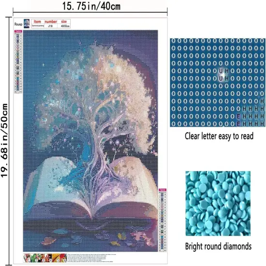 DIY 5D Diamond Painting Kits for Adults Diamond Art White Tree of Life Diamond Painting Full Drill Beginners Craft Kits for Home Wall Decor Gifts, 15.7x19.7inch {2}