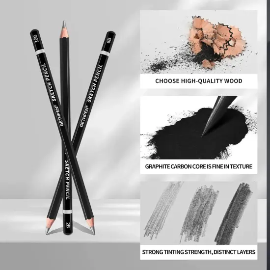 Professional Drawing Sketching Pencil Set - 14 Pieces Graphite Pencils(14B - 4H), Ideal for Drawing Art, Sketching, Shading, Artist Pencils for Beginners & Pro Artists {4}