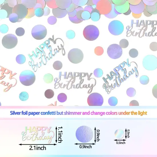 300PC Circle Dots Birthday Confetti for Table Iridescent Happy Birthday Confetti Table Scatters Suitable for Disco Themed Birthday/Anniversary Party Decorations {2}