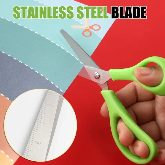 48Pack 5.5" Safety Small School Kids Student Round Blunt Tip Craft Scissors Bulk, Stainless Steel Blades Comfort Grip Scissors for Kid Children Kindergarten Cutting Paper {4}