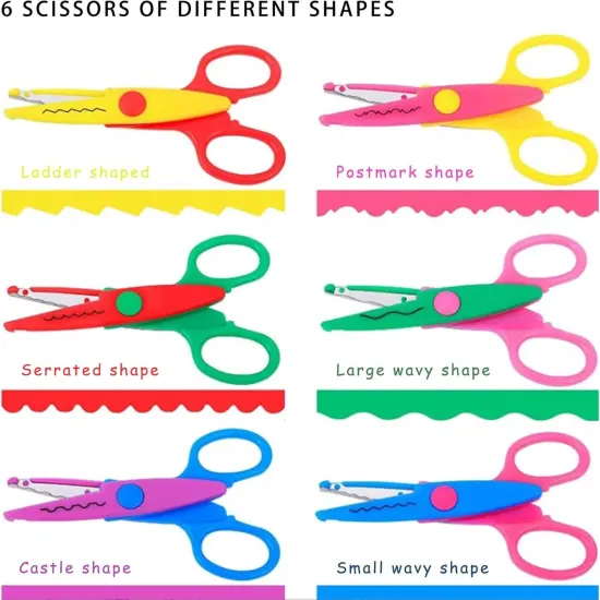Decorative Edge Scissors Set, 6Pack 5-inch Serrated Craft Scissors Pattern School Supplies DIY Projects and Craft Fancy Design {5}