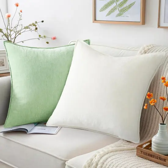 Couch Throw Pillow Covers 18x18 Set of 2, Decorative Soft Chenille Pillow Covers with Elegant Design {4}