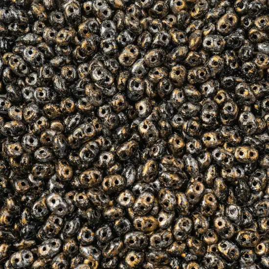 Matubo 2-Hole Czech Glass Jet Tweedy Superduo Beads, 100g Gold {1}