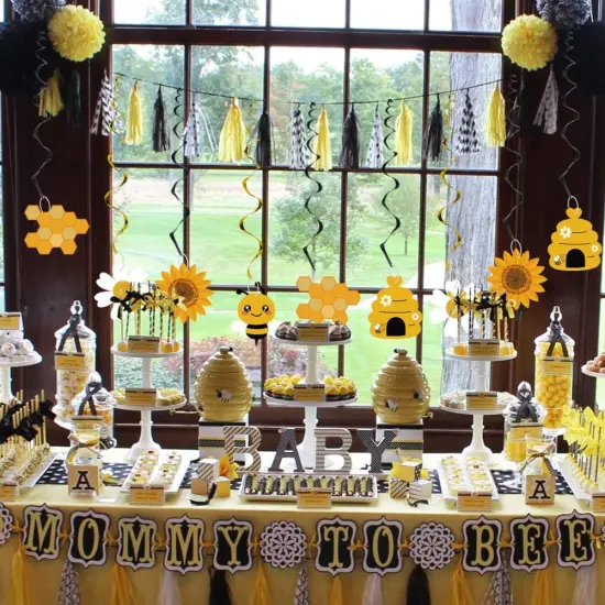 20PCS Summer Bumble Bee Hanging Swirl Decorations, Bee Party Hanging Swirls Foil Ceiling Streamers Honey Bee Themed Party Supplies {4}
