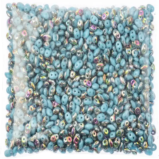 Matubo 2-Hole Czech Glass Vitrail Superduo Beads, 100g Turquoise Blue {2}