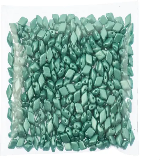 Matubo 2-Hole Czech Glass Pearl Shine Gemduo Beads, 50g Light Green {2}