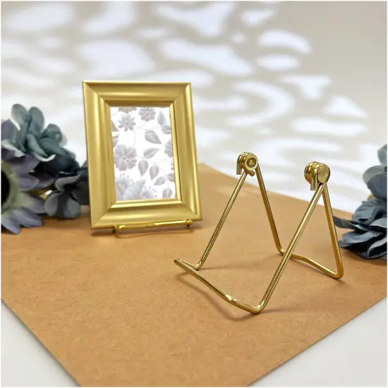 Bard's Folding Gold-toned Wire Easel Stand, 3" H x 2.75" W x 3" D {3}