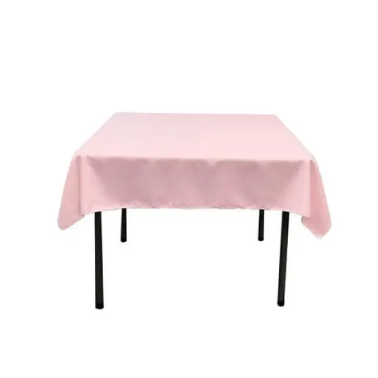 1 Yard Pink Square Tablecloth Washable Polyester for Square or Round Tables 60 x 60 Inch Width {1}