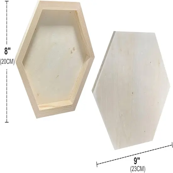 Hexagon Wood Canvas for Crafts, Framed Wooden Panel Boards for Painting (8x9 in,6 Pack) {2}