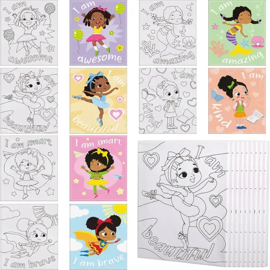 6 Pieces Black Girl Pre Drawn Canvas for Painting 8 x 10 Inch(Black girl) {5}