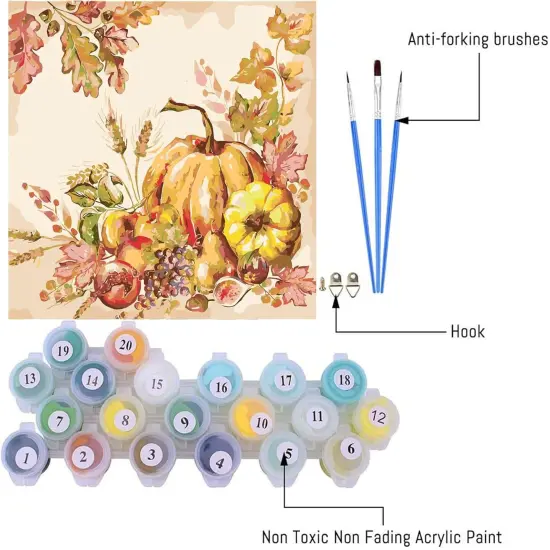 Fall Pumpkin Paint by Numbers - 16X16 Inch {4}
