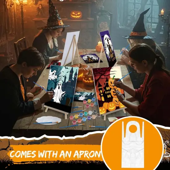 72 Pieces Pre Drawn Canvas Kit 8" x 10" Paint and Sip Kit for Adults(Halloween) {2}