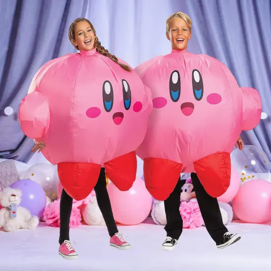 Kids Kirby Inflatable Costume with Built In Fan for Dress Up Fun {1}