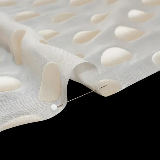 1 Yard Cream Burnout Satin Polka Dots Silk Viscose Georgette Fabric Arctic Wolf 53 Inch Width {2}