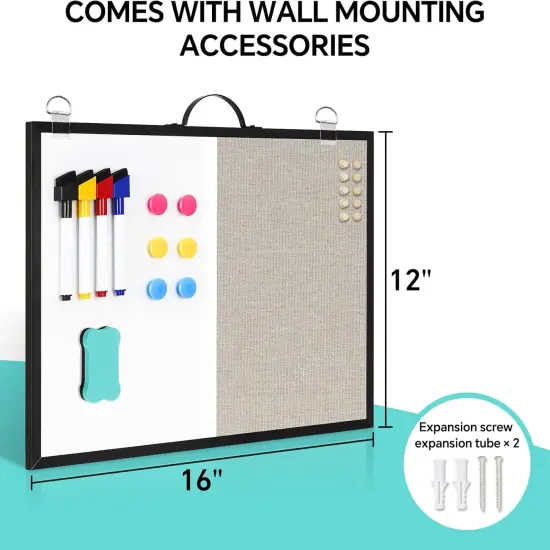 White Board Linen Bulletin Board Combo, 16"x12(Gray-combo) {2}