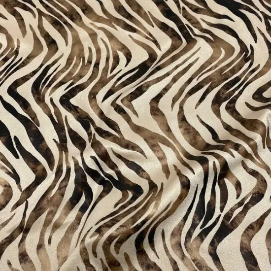 Desert Zebra Foil Printed Spandex Fabric Ivory/Shiny Foil {4}