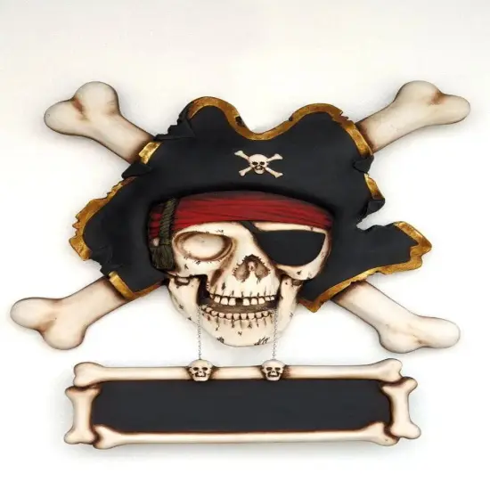 Pirate Skull Cross Bone Sign Statue {5}