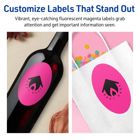 Avery Neon Magenta Paper Labels, 4" x 6" Oval {3}