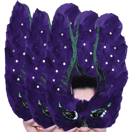 Mardi Gras Feather Mask Purple with Sequin {2}