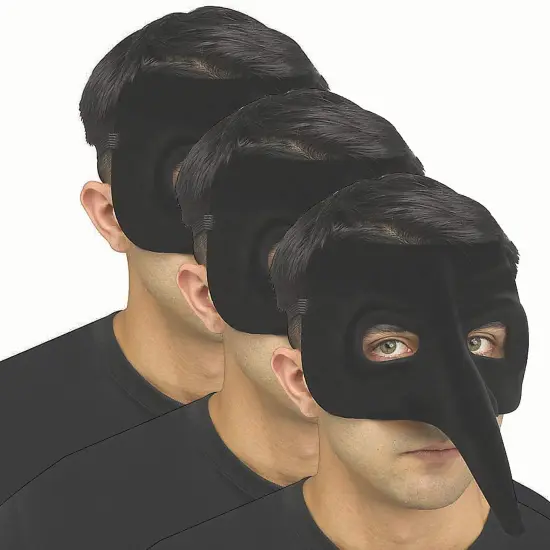 Adults Black Velvet Venetian Raven Half Mask One Size {1}