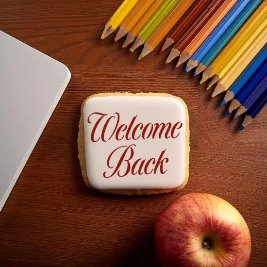 Welcome Back Cookie & Craft Stencil | CM180 by Designer Stencils | Cookie Decorating Tools | Baking Stencils for Royal Icing, Airbrush, Dusting Powder | Craft Stencils for Canvas, Paper, Wood | Reusable Food Grade Stencil {2}