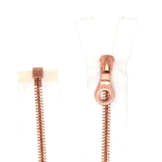 Riri 6MM One-Way Separating Jacket Zipper &ndash; White Tape with Rose Gold {2}