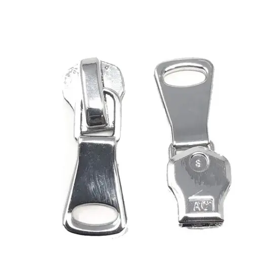 Zipper Pull &ndash; Square Glossy Metal 8MM in Silver {1}
