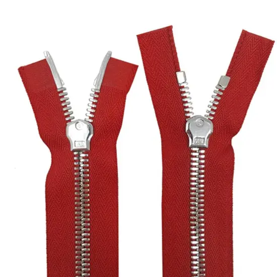 5MM or 8MM Two Way Separating Open Bottom Zipper Red Tape Nickel Teeth 36" {6}