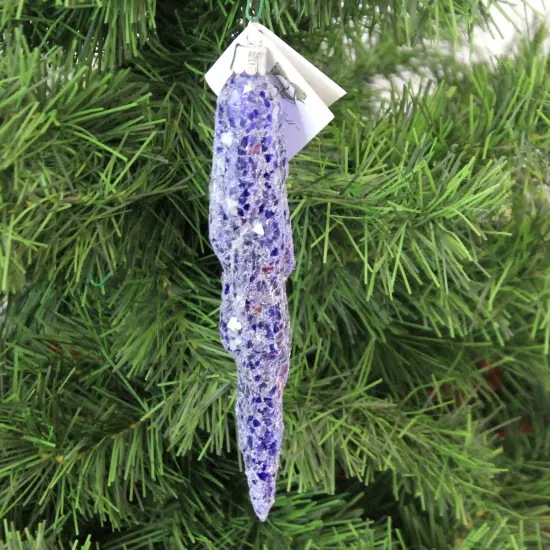 Golden Bell Collection 6.25 In Translucent Blue Icicle Christmas Tree Ornament , Christmas Decor Czech Republic Frozen Glittered {3}