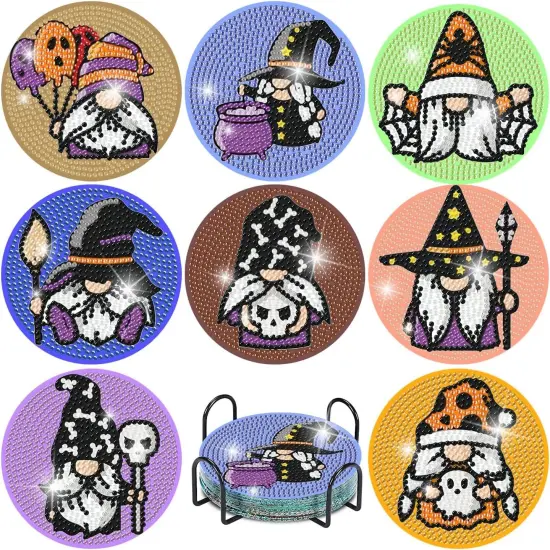 Cute Gnome Diamond Painting Coasters Kits - 8PCS {1}