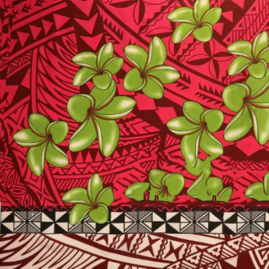 Talofa Samoa Plumeria Polyester Sarong 72" L x 45" W Hunter Green {6}