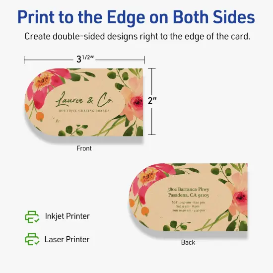 Avery Printable Arched Business Cards, Sure Feed Technology, 2" x 3-1/2", Matte Kraft Brown Cardstock, Print-to-The-Edge, Laser/Inkjet Printable, 80 Total {12}