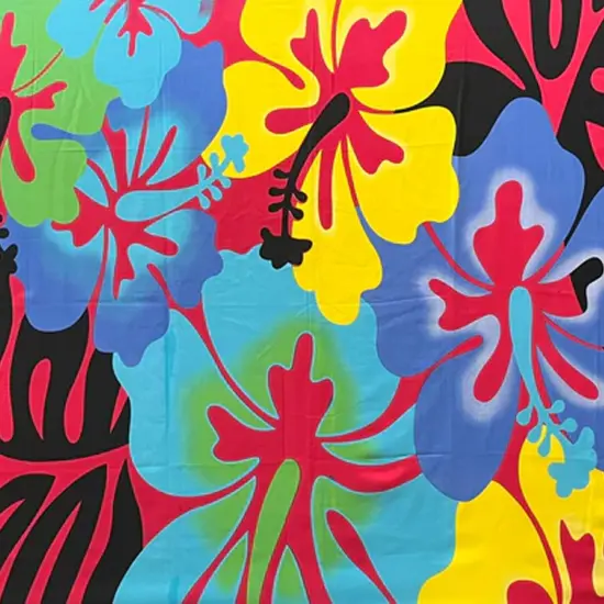 41" L x 68" W Hibiscus Airbrush Flower Sarong Polyester Fabric Red {1}