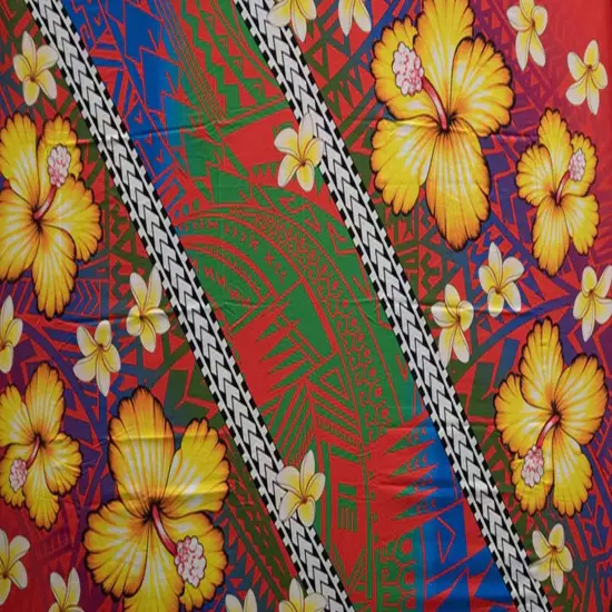 72" L x 45" W Hibiscus Assortment Polyester Sarong Fabric Style One {4}