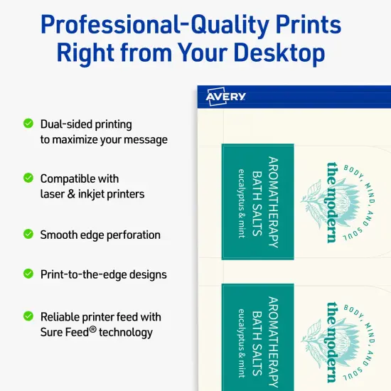 Avery Printable Arched Printable Tags, Sure Feed Technology, 2" x 3-1/2", Matte Ivory Cardstock, Print-to-The-Edge, Laser/Inkjet Printable, 80 Total {8}