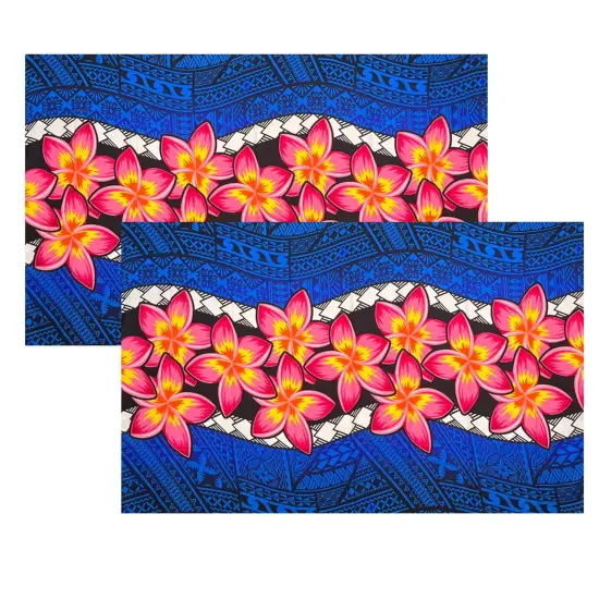 Plumeria Zig Zag Middle Border Polyester Sarong 70" L x 44 1/2" W Red {7}