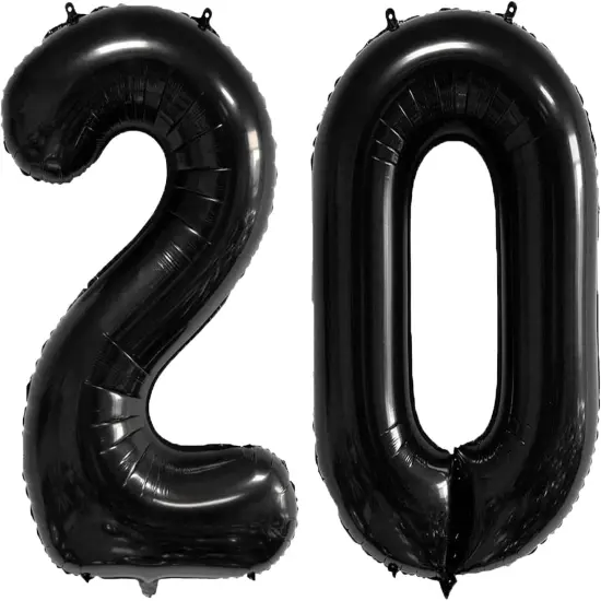 40 Inch Number Balloons 20 Black Big Giant Jumbo Number Foil Mylar Balloons (black-20) {1}