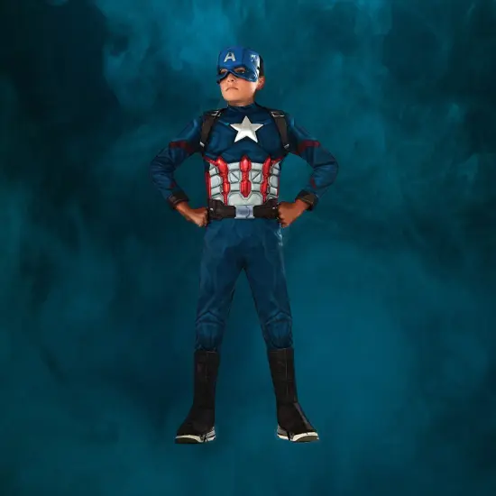 Rubies Captain America Boy's Halloween Costume - Small Blue {4}
